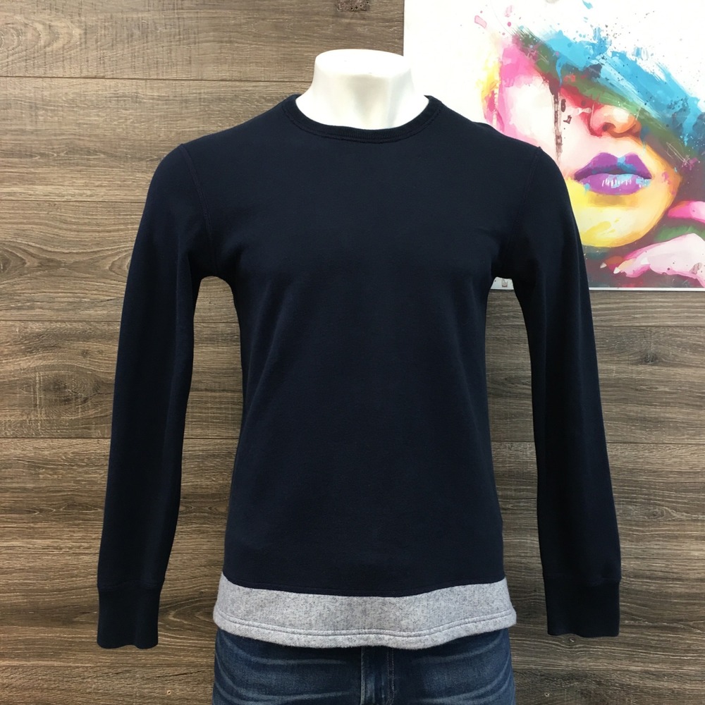 Reigning Champ Mens Navy Blue Grey Colorblock Sweatshirt Medium Canada (FADE)